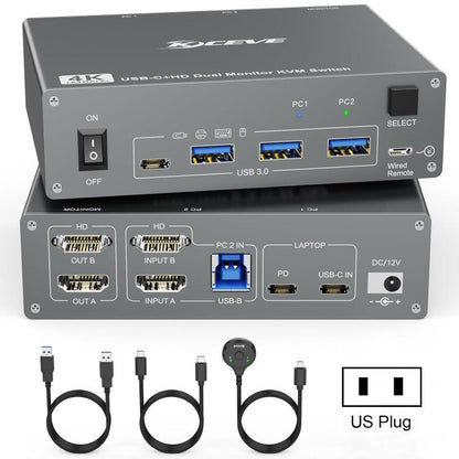 KVEVE KC-KVM202CH USB 3.0 KVM-переключатель с поддержкой двух мониторов 4K 60 Гц