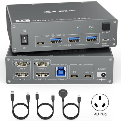 KVEVE KC-KVM202CH USB 3.0 KVM-переключатель с поддержкой двух мониторов 4K 60 Гц