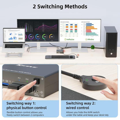 KVEVE KC-KVM202CH USB 3.0 KVM-переключатель с поддержкой двух мониторов 4K 60 Гц