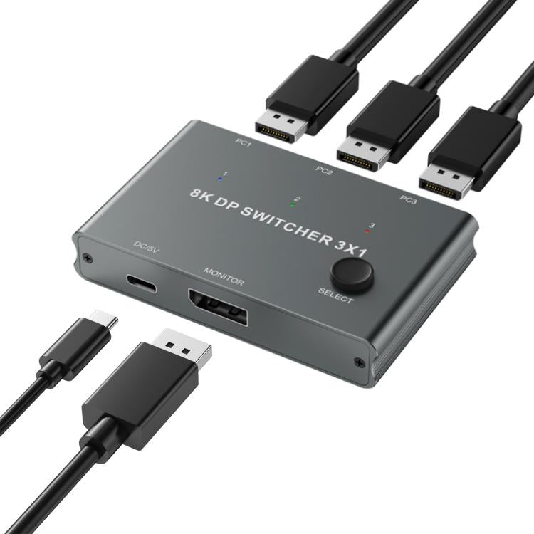 DisplayPort slēdzis 8K 30Hz HD sadalītājs datora ekrānam
