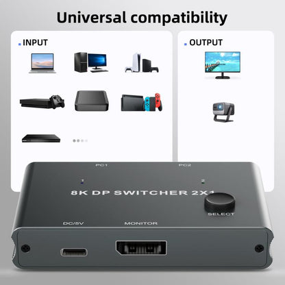 DisplayPort slēdzis 8K 30Hz HD sadalītājs datora ekrānam