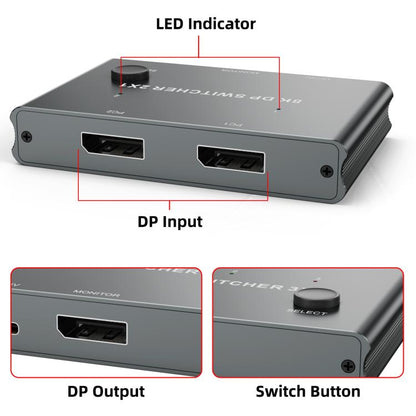 DisplayPort slēdzis 8K 30Hz HD sadalītājs datora ekrānam