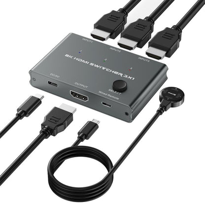 3 ieejas un 1 izejas HDMI slēdzis 8K 60Hz / 4K 120Hz datora HD konvertēšanai