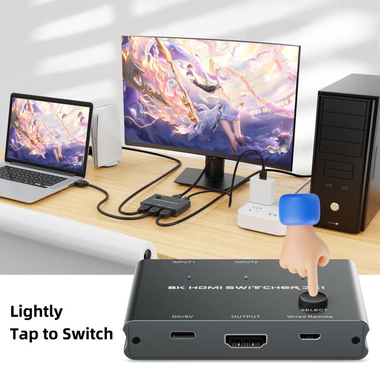 3 ieejas un 1 izejas HDMI slēdzis 8K 60Hz / 4K 120Hz datora HD konvertēšanai