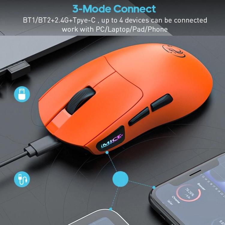 Игровая мышь iMICE G900 с 6 клавишами и разрешением 12800 точек на дюйм, перезаряжаемая, беспроводная мышь Tri-Ode