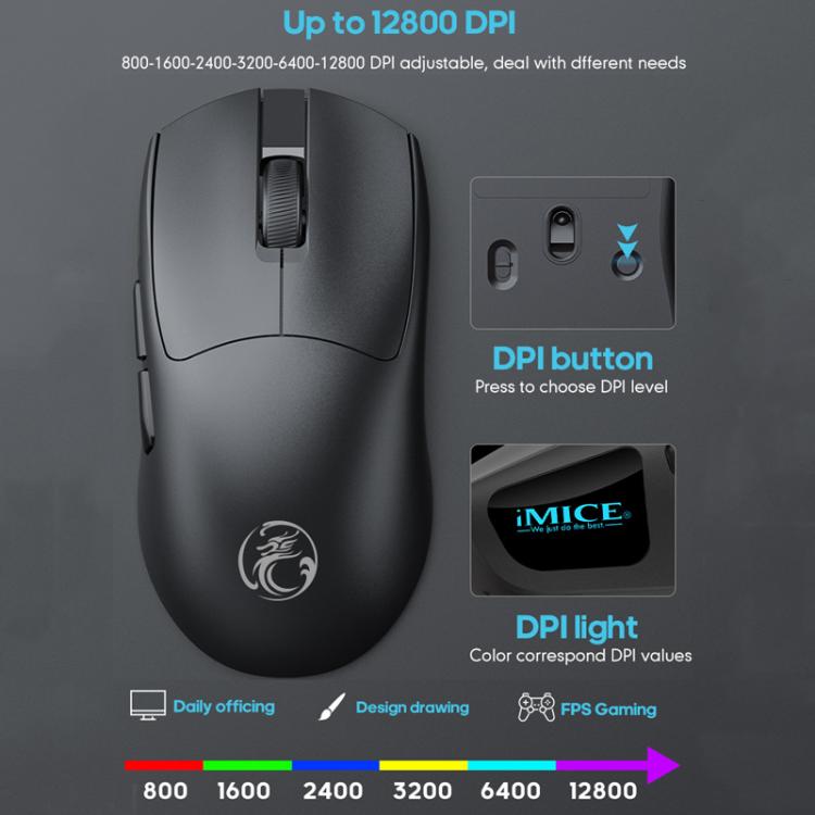 Игровая мышь iMICE G900 с 6 клавишами и разрешением 12800 точек на дюйм, перезаряжаемая, беспроводная мышь Tri-Ode