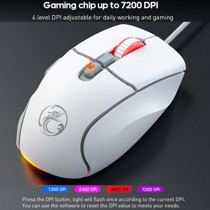 Проводная игровая мышь iMICE G800 с 7 клавишами, разрешением 7200 точек на дюйм, бесшумная, со светодиодной подсветкой