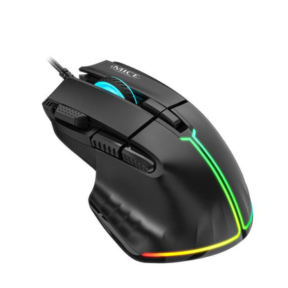 Проводная игровая мышь IMICE T50 с 8 клавишами, разрешением 12800 точек на дюйм, регулируемым разрешением и RGB-подсветкой