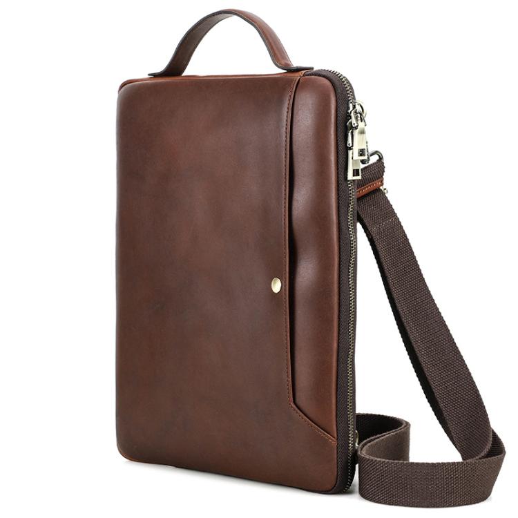 KONTAKTI ĢIMENE 14,2 collu Crazy Horse ādas kurjera soma Vintage Crossbody klēpjdatora portfelis