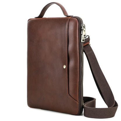 KONTAKTI ĢIMENE 14,2 collu Crazy Horse ādas kurjera soma Vintage Crossbody klēpjdatora portfelis