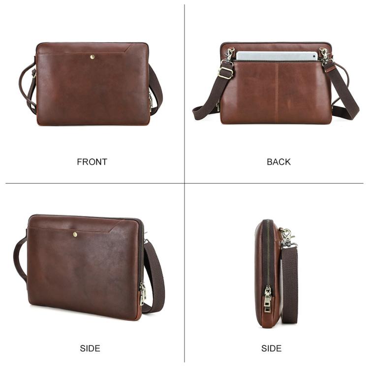 KONTAKTI ĢIMENE 14,2 collu Crazy Horse ādas kurjera soma Vintage Crossbody klēpjdatora portfelis