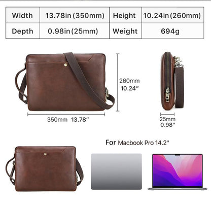 KONTAKTI ĢIMENE 14,2 collu Crazy Horse ādas kurjera soma Vintage Crossbody klēpjdatora portfelis
