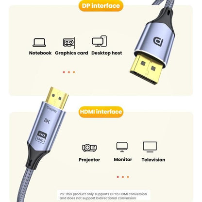 Кабель-переходник DP-HDMI 8K 60 Гц HD для подключения телевизора к компьютеру и проекционного монитора