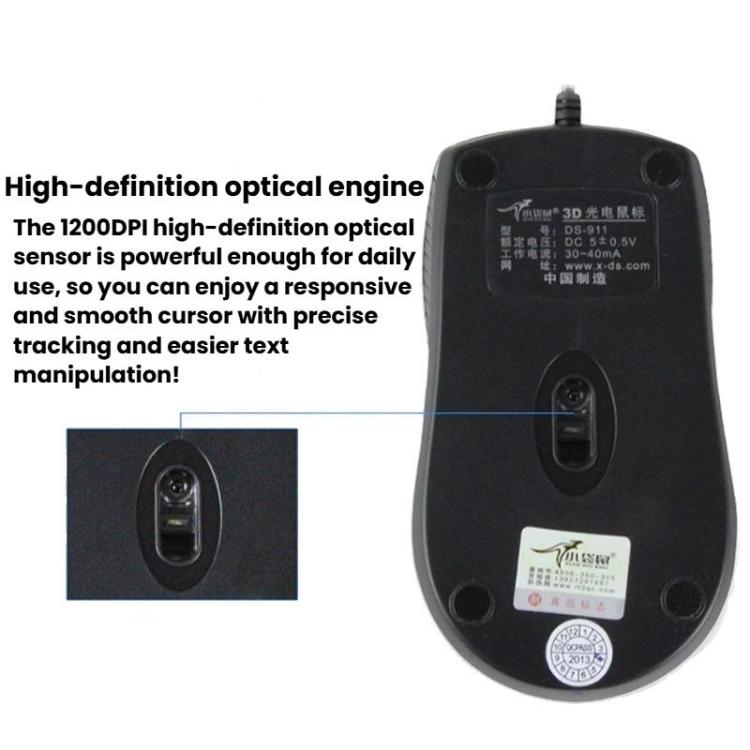 Little Kangaroo DS-911 1200DPI Ambidextrous Wired Laptop Mouse Desktop Mouse For Office & Home Use