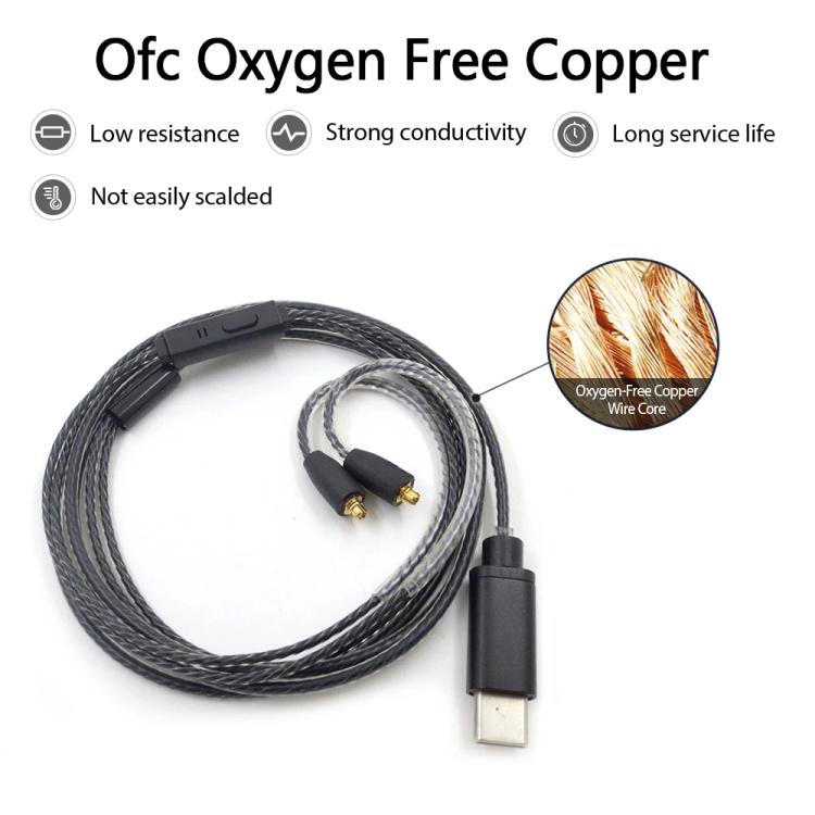 Кабель для наушников Type-C - MMCX длиной 1,2 м для Shure SE215 / SE315 / SE425 / SE535 / SE846