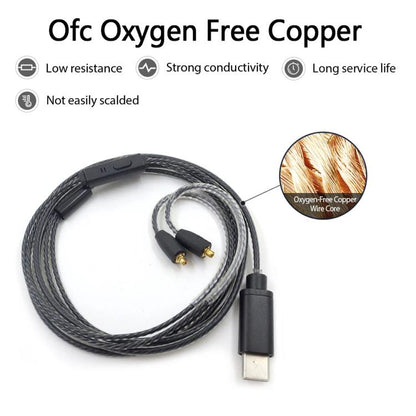 Кабель для наушников Type-C - MMCX длиной 1,2 м для Shure SE215 / SE315 / SE425 / SE535 / SE846