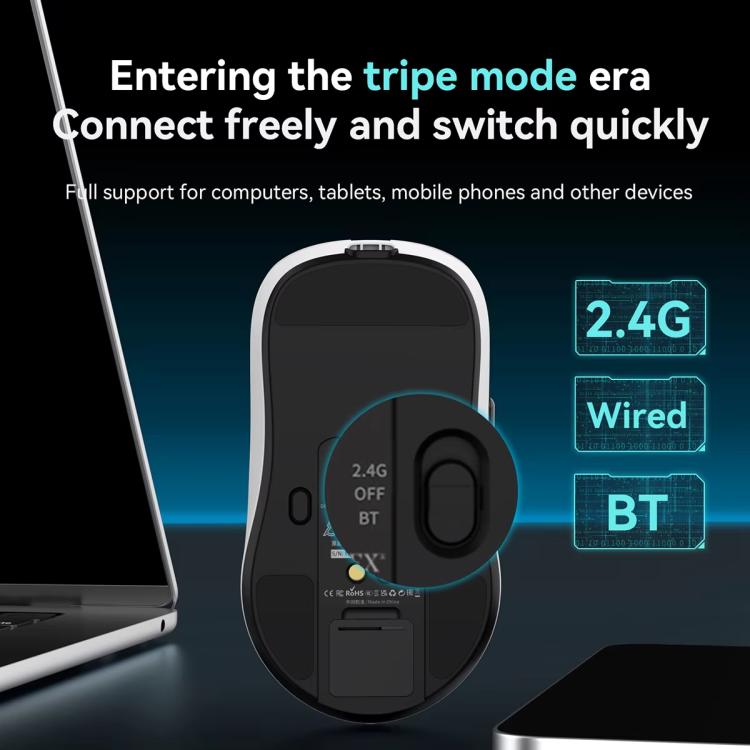 Ajazz AJ159P MC Tri-Mode Magnetic Wireless Mouse Ergonomic Lightweight Silent Gaming Mice