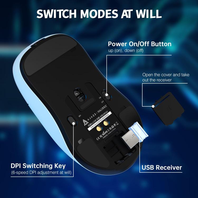 Ajazz 2.4G / Wired Dual Mode Gaming Mouse PAW3395 Chip