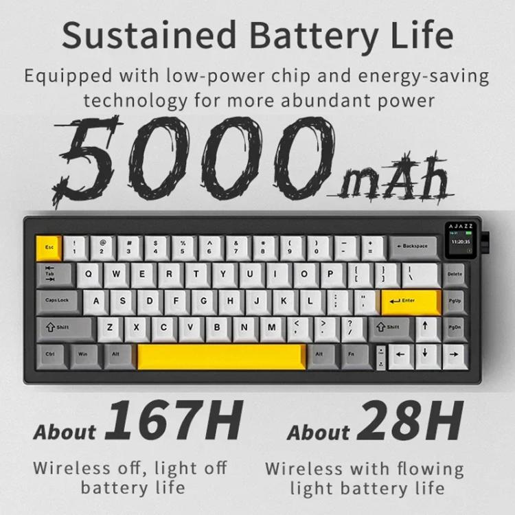Ajazz AK650 Tri-mode Wireless Mechanical Keyboard With Screen Knob RGB Light