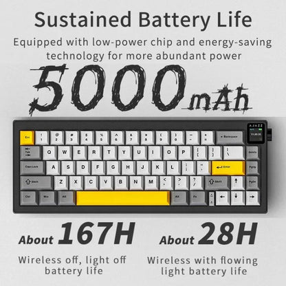Ajazz AK650 Tri-mode Wireless Mechanical Keyboard With Screen Knob RGB Light