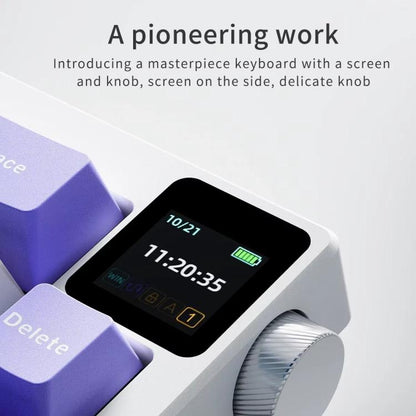 Ajazz AK650 Tri-mode Wireless Mechanical Keyboard With Screen Knob RGB Light