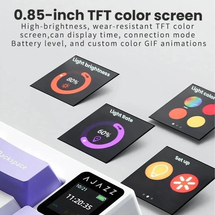 Ajazz AK650 Tri-mode Wireless Mechanical Keyboard With Screen Knob RGB Light