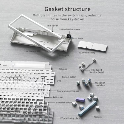 Ajazz AK650 Tri-mode Wireless Mechanical Keyboard With Screen Knob RGB Light