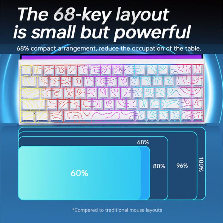 NACODEX NK68 Magnetic Shaft Mechanical Dazzle Color Wired Keyboard Office Computer Gaming 68 Keys Keyboard