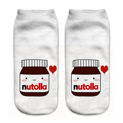 12 PairsFood And Fruit Print 3D Kawaii Socks