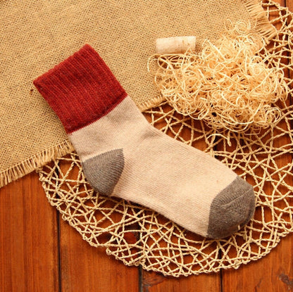5 Pairs Winter Vintage Rabbit Wool Socks Thicken Patchwork Cotton Socks