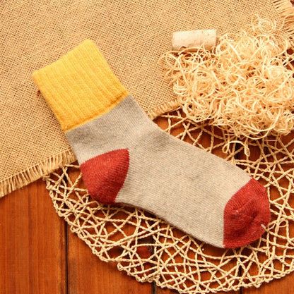 5 Pairs Winter Vintage Rabbit Wool Socks Thicken Patchwork Cotton Socks