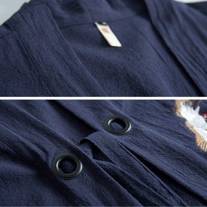 Men's Loose Embroidery Hanfu Robe Cardigan