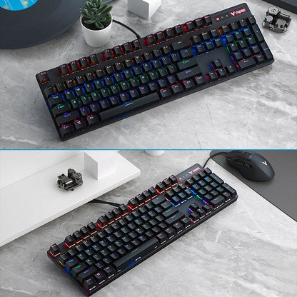 Rapoo V500 PRO Mixed Light 104-клавишная настольная ноутбук игровая компьютерная клавиатура для киберспорта офисная домашняя проводная механическая клавиатура