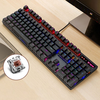 Rapoo V500 PRO Mixed Light 104-клавишная настольная ноутбук игровая компьютерная клавиатура для киберспорта офисная домашняя проводная механическая клавиатура