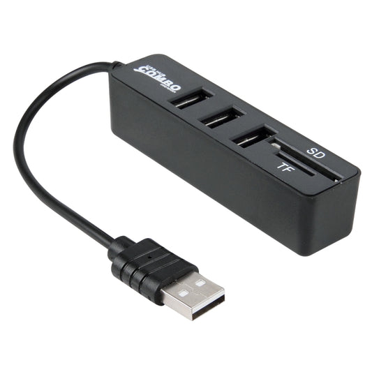 2 в 1 USB 2.0 480 Мбит/с 3-портовый концентратор + устройство чтения карт памяти Micro SD / T-FLASH SD / SDHC / SDXC для Windows XP / Vista / 8.1 / 7 / 8, MAC и т. д.