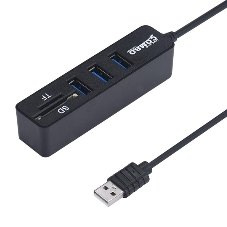 2 в 1 USB 2.0 480 Мбит/с 3-портовый концентратор + устройство чтения карт памяти Micro SD / T-FLASH SD / SDHC / SDXC для Windows XP / Vista / 8.1 / 7 / 8, MAC и т. д.