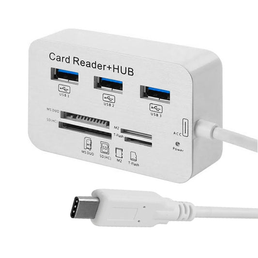 USB 3.1 Type-C COMBO 3-портовый концентратор + картридер MS DUO / SD(HC) / M2 / T-Flash со светодиодной индикацией