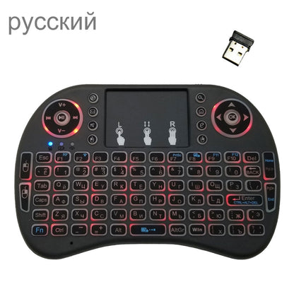 Поддерживаемые языки: русский Беспроводная клавиатура i8 Air Mouse с подсветкой и тачпадом для Android TV Box, Smart TV, PC Tablet, Xbox360, PS3, HTPC/IPTV