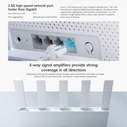 Xiaomi maršrutētājs BE5000 WiFi 7 MLO 2.4GHz 5.0GHz divjoslu 2.5G ports 512MB RAM atkārtotājs, ASV spraudnis