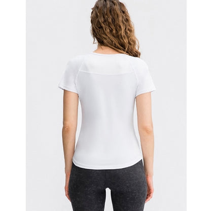 Tight Round Neck Sports Short Sleeve T-shirt For Ladies