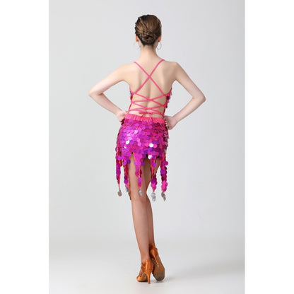 Sling Seercein Deep V Латинные танцевальные платья.