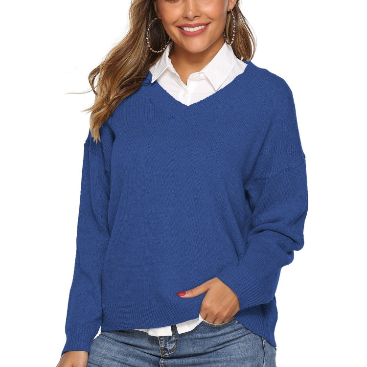 Solid Color Simple V-neck Sweater