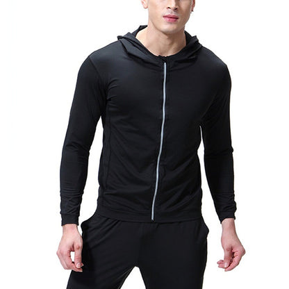 SIGETU Men Sports Quick-drying Coat (Color:Black Size:XXXL)