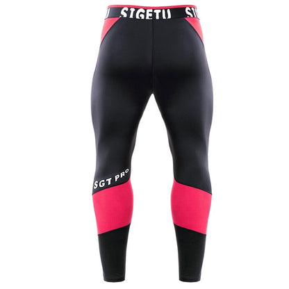 SIGETU Men Fitness Quick-drying Stretch Trousers (Color:Black Green Size:XXL)
