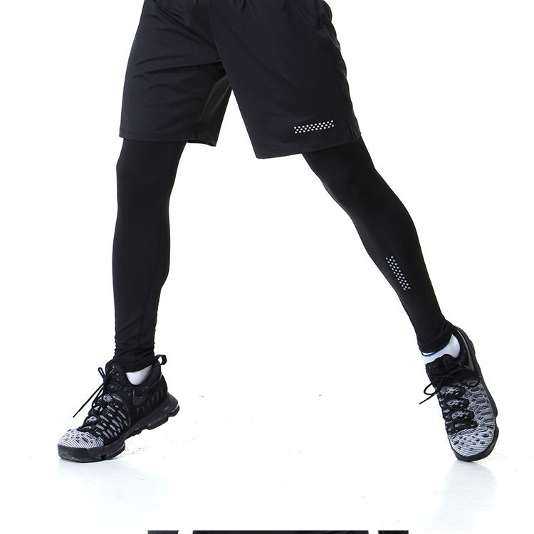 SIGETU Men Elastic Quick-drying Sports Leggings (Color:Black Size:S)