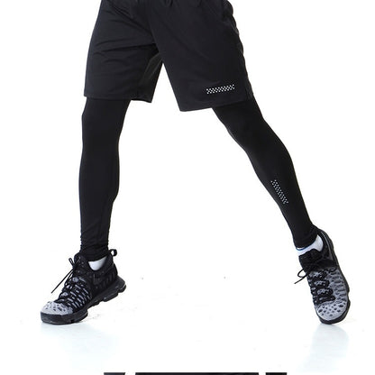 SIGETU Men Elastic Quick-drying Sports Leggings (Color:Black Size:S)
