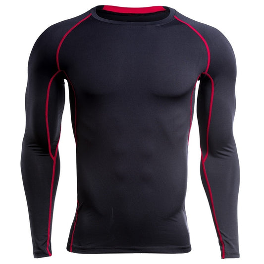 SIGETU Men Long Sleeve Quick-drying Sportswear (Color:Black Grey Size:XXXXL)
