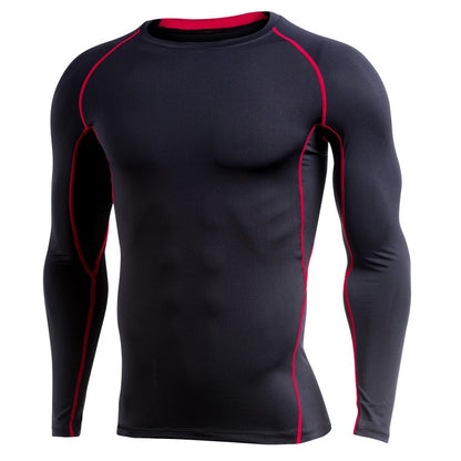 SIGETU Men Long Sleeve Quick-drying Sportswear (Color:Black Grey Size:XXXXL)