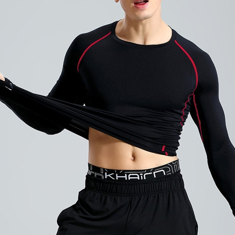 SIGETU Men Long Sleeve Quick-drying Sportswear (Color:Black Grey Size:XXXXL)