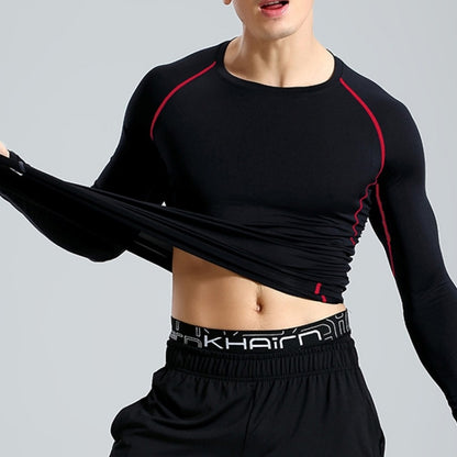 SIGETU Men Long Sleeve Quick-drying Sportswear (Color:Black Grey Size:XXXXL)